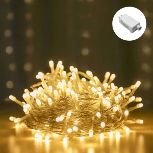 GUIRNALDA LED Luz cálida cable, interconectable, transparente para exterior 30mt