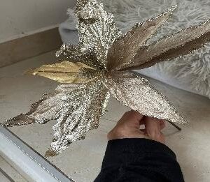 FLOR DORADA CON BRILLOS CON TALLO