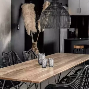 Colgante artesanal Hanoi de ratan negro y estructura metalica de 40 x 42 cmartefacto de iluminacion , Artesanal , Colgante , Colgante Artesanal , deco , deco home , deco interior , decoracion , Decoracion Con Luces , decoración de interiores