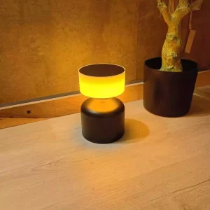 Velador led Ring táctil negro chico 3 tonos de luz con batería recargable USB