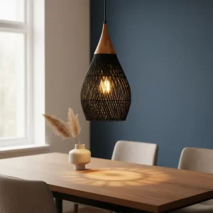 Lámpara Colgante Morocco stretched - Seagrass/ Ratán 25x50 - Bambú Fibras Naturales Indonesia