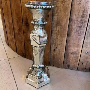 Candelabro vidrio 38 cm plateado