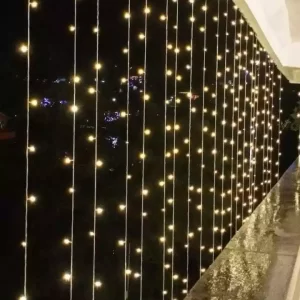 Cortina luces led eléctricas cálidas interconectables de 3 x 2 mts de 220v