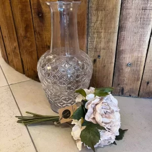 Florero vidrio grande 30 cm facetado