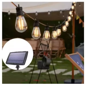 Guirnalda solar, 5 metros con panel solar ,foco mini Edison con efectos